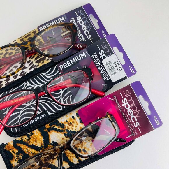 RG0361 Lot of 3 Simply Specs Foster Grant Womens Reading Glasses W/ Case +1.25 - Picture 5 of 7